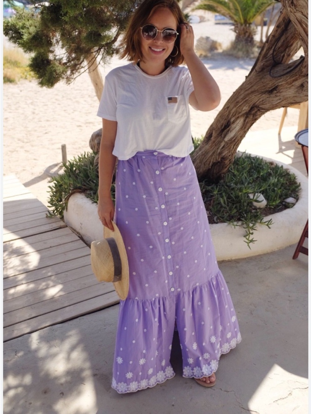 Miguelina Aiden Button Down Embroidered Cotton-voile Maxi Skirt Lilac Size XS - Picture 4 of 10